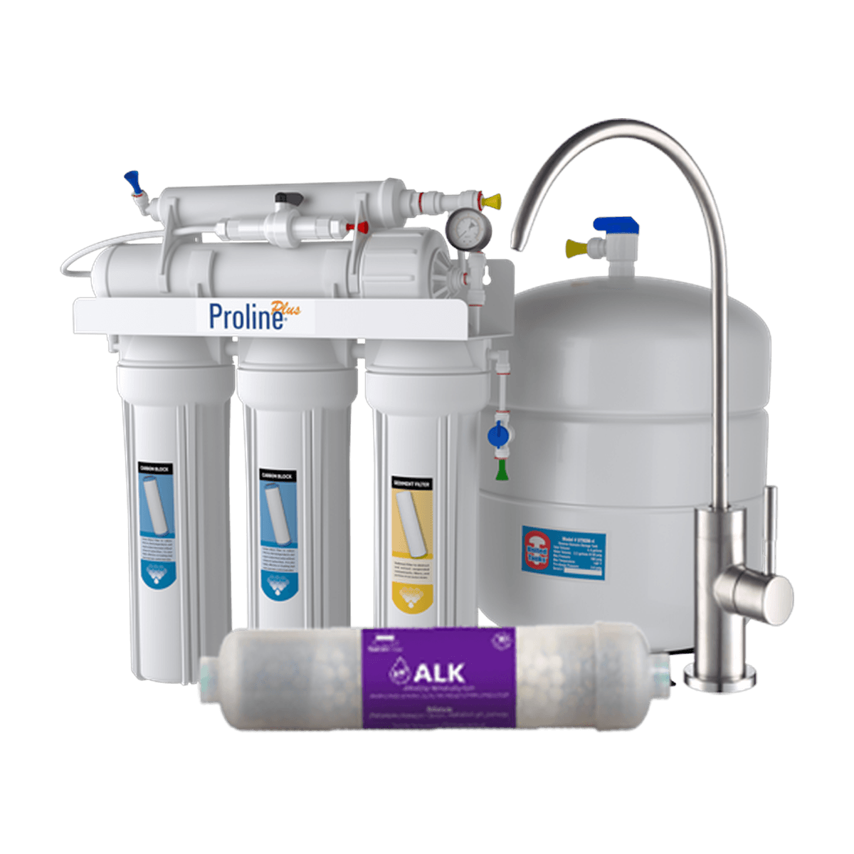 The 5-stage RO filter bank including the alkaline stage