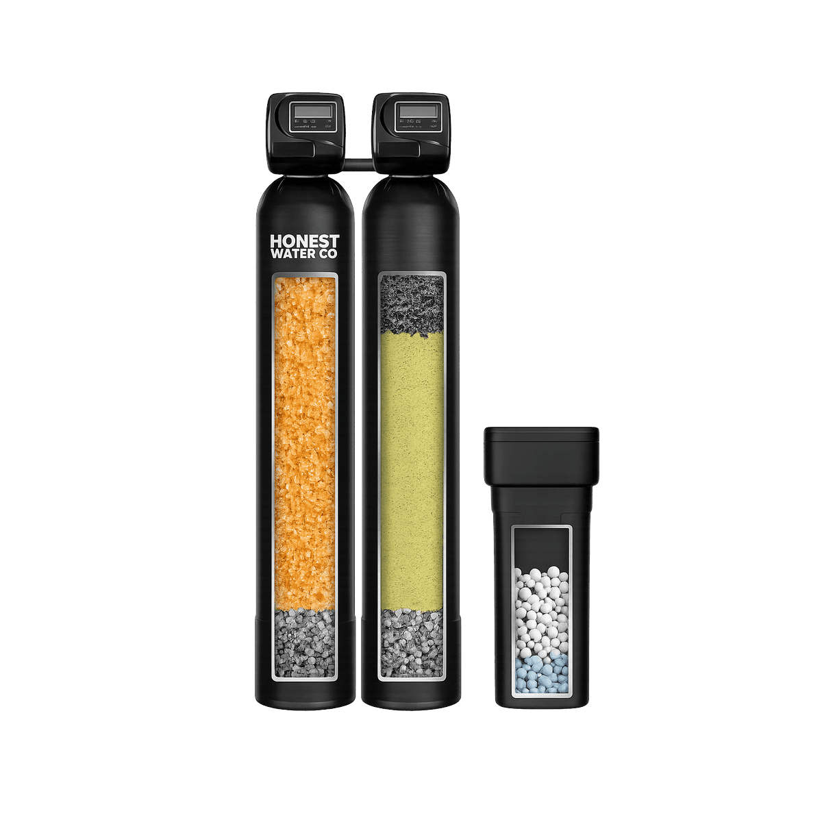 Honest Water Co well water system — softening tank plus a Katalox Light tank for iron and sulfur